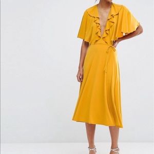 Yellow backless midi dress